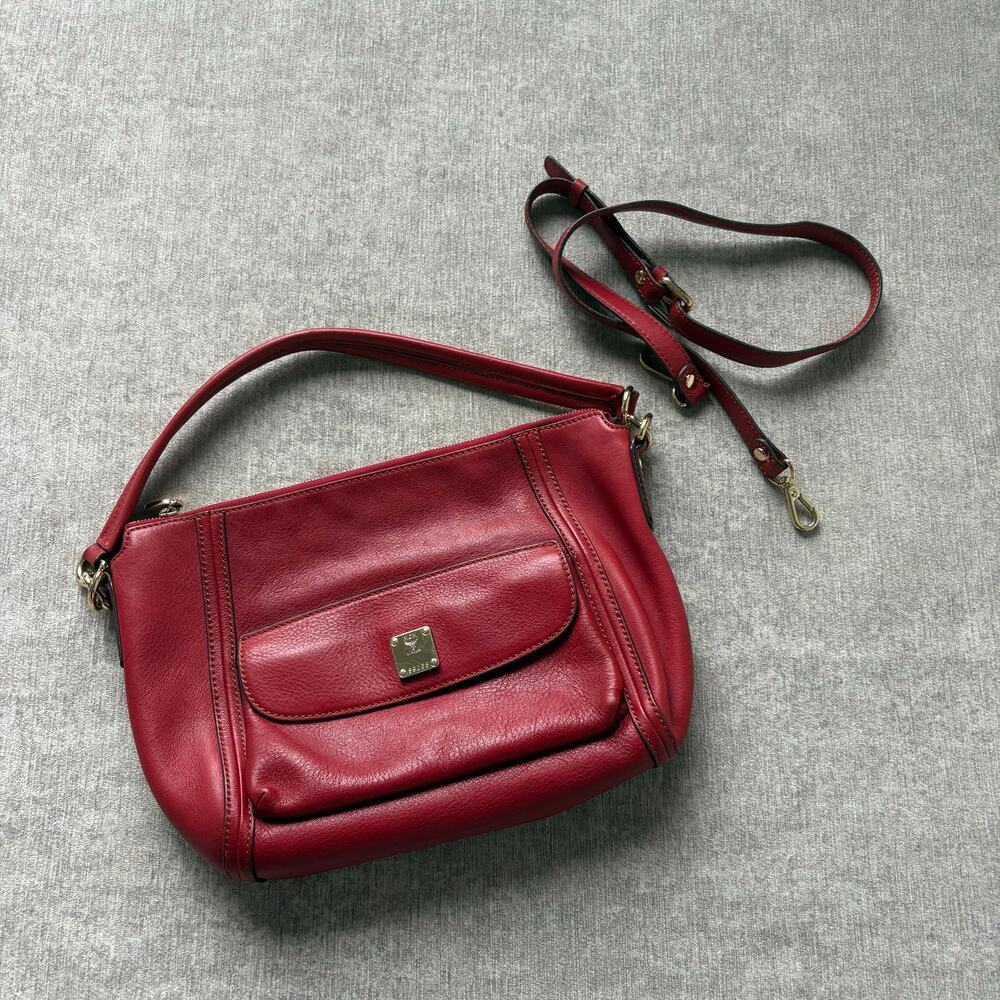 Authentic MCM Red Leather Shoulder Bag